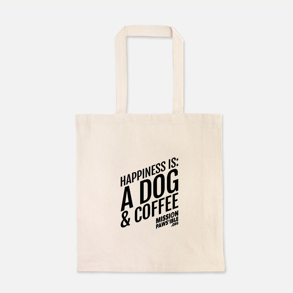 'Happiness Is A Dog & Coffee' Tote Bag