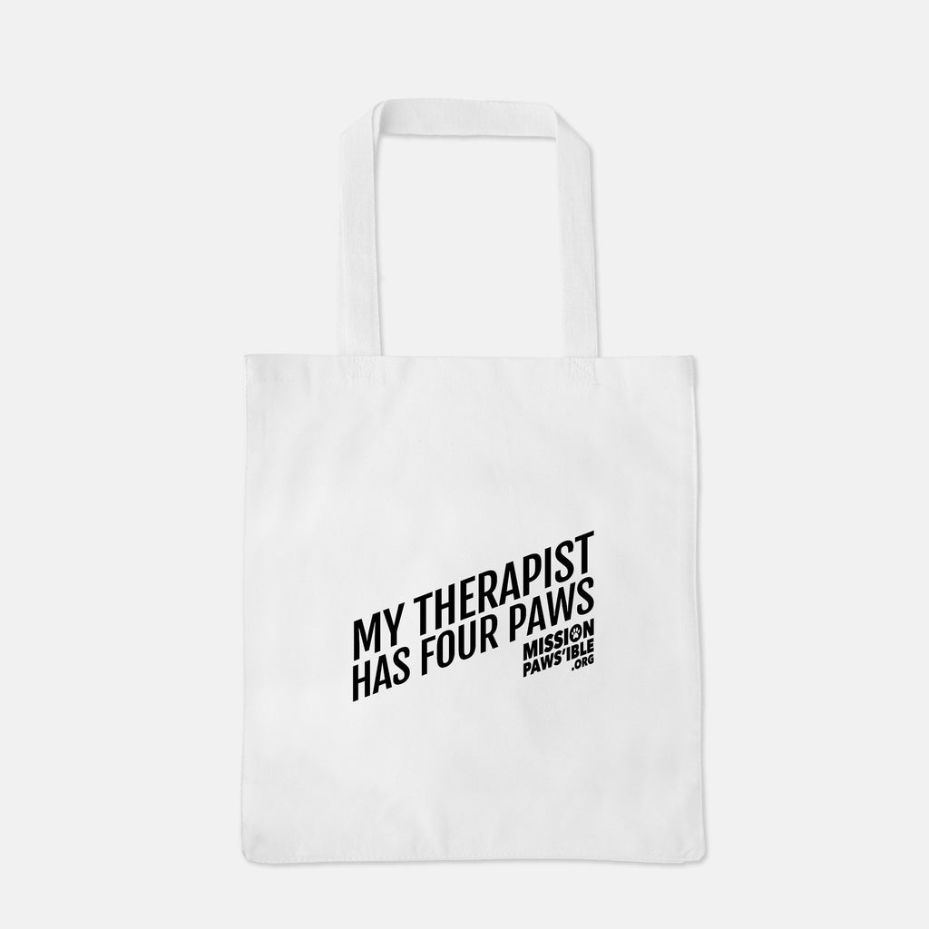 'My Therapist Has Four Paws' Tote Bag