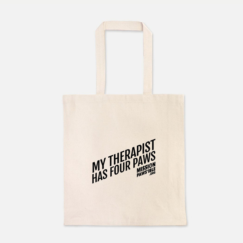 'My Therapist Has Four Paws' Tote Bag